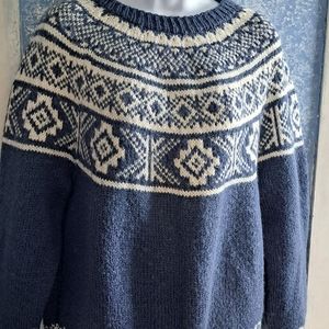 Handmade Blue And White Knit Sweater